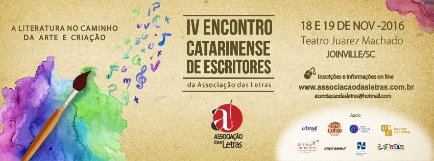 Joinville (SC) sediará o IV Encontro Catarinense de Escritores nos dias 18 e 19 de novembro